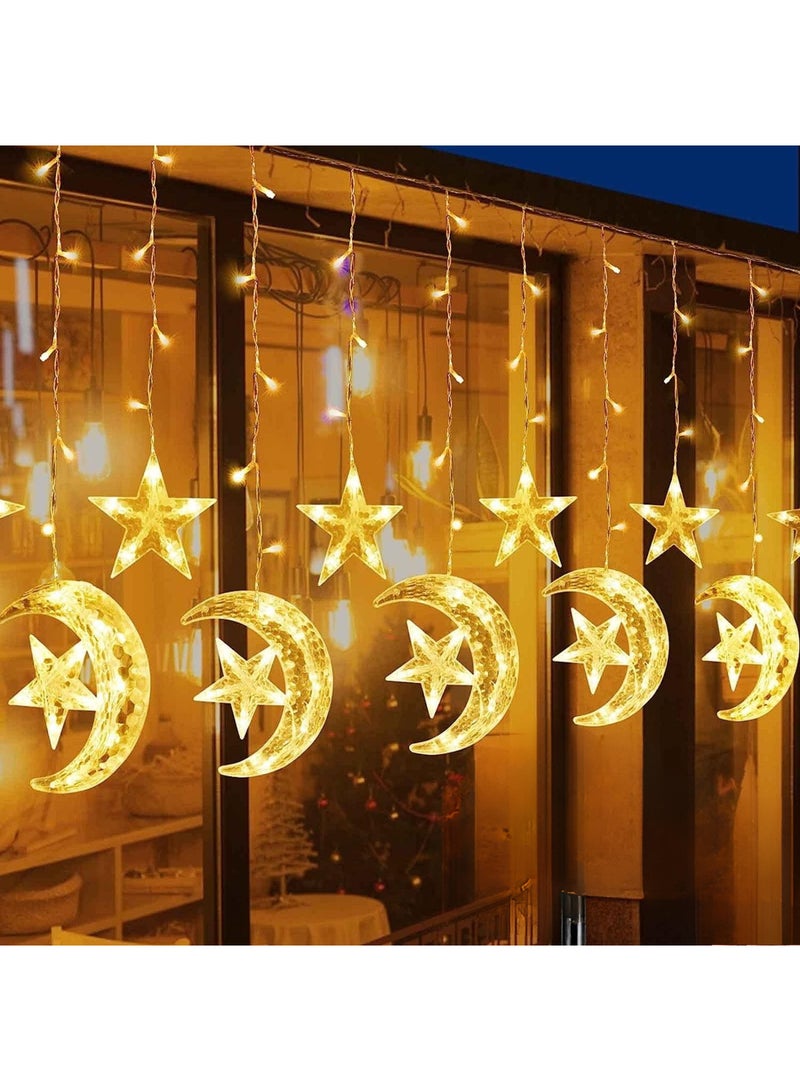 LED Strip Star Moon Ramadan Lights - 2.5M LED Strips Eid Decorations String Lights for Home & Window | 8 Lighting Modes Fairy Lights for Ramadan Kareem, Eid Mubarak, & Bedroom Decor - Warm White - Image 1